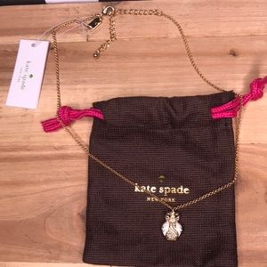 Kate Spade New York Gold Tone Necklace with Sparkly Star Bright White Owl Charm